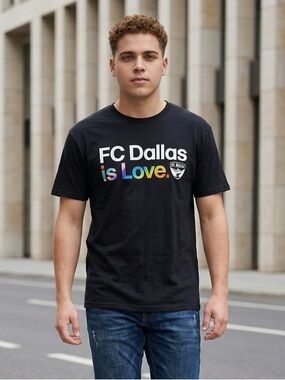 NWT Fanatics Unisex FC Dallas Black Graphic T-Shirt “Love Rainbow” - Size XL